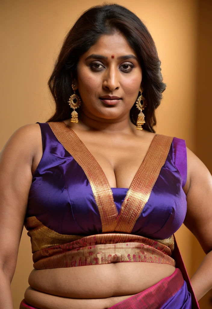 Foto RAW, photorealistic, photography, full body shot, 50 years old Woman, mature aunty, mature big saggy breast, hot Amma, vellamma, desi aunty, mommy, momma, motherly figure, fleshy bulky figure, curvy, Full figured woman, busy housewife, thirsty for young male, hypnotizing eyes, master shot, perfect eyes, goddess like beauty, pierced eyes, perfect thick chubby mallu Desi aunty bhabhi, Wearing a Stanapatta, a chest-band.Saree model, model Photography, Indian saree shoot, Indian traditional wear advertising photography, traditional wear brand shoot, face of Indian actress Kareena Kapoor, masterpiece, realistic, realism, incredible details,  pleasure, photorealism, detailed skin, skin pores, high contrast, photorealistic Artstation 8k HD digital art trend of high definition and detailed realistic skin texture, ultra detail, realistic skin texture, armature, best quality, ultra high definition, (photorealistic:1.4),, high resolution, detail, raw photo, sweat, Re sharp, by Lee Jefferies Nikon D850 Film Stock Photo 4 Kodak Portra 400 Camera F1.6 Lens Rich Color Ultra Real Realistic Realistic Textures Dramatic Lighting Unreal Engine Trending at Art Station Cinestill 800,(pele altamente detalhada: 1.2), 8k UHD, DSLR, soft-lighting, alta qualidade, grain of film, Fujifilm XT3,she didn't like to wear blouse or bra, she is happy to wear only saree, she hates blouse or bra, detailed hairy armpits, hyper realistic skin, skin pores, sweat, veins,  Dark hairy armpits, sensually appealing figure, goddess of temptation and lust, queen of lust, 
