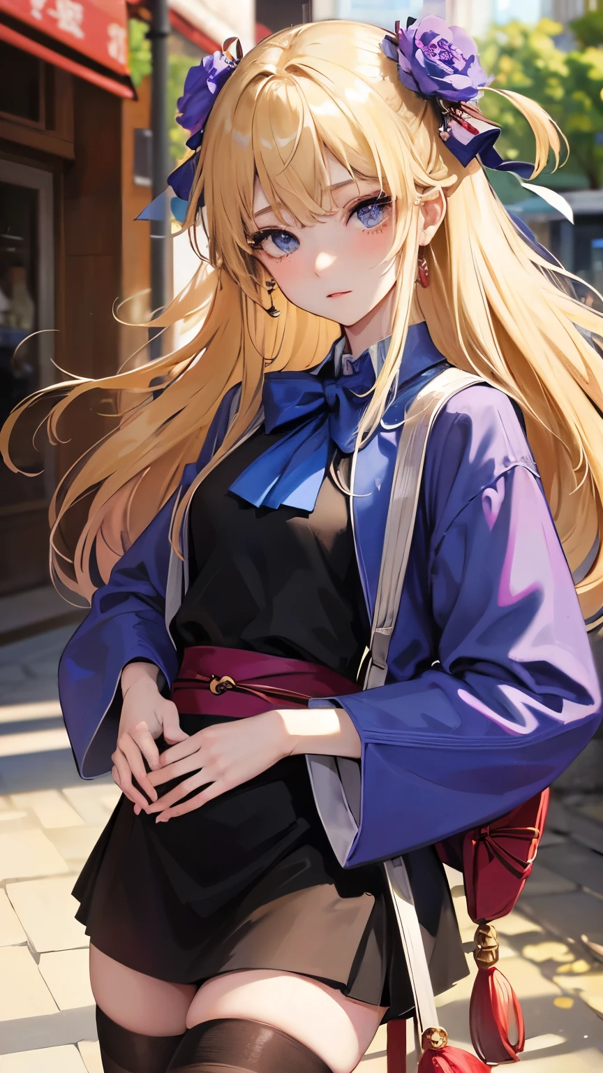 Anatol Petrytsky, Anne Anderson, Lev Tokmakov, Margaret Tarrant, Yu Watase, Surrealism, Mysterious, Strange, Outlandish, Fantasy, Sci-fi, Japanese Anime, Maneki Neko and Alice, a beautiful blonde miniskirt girl, perfect voluminous body, Crossroads of Fate, Where is the Tea Party?, detailed masterpiece Hyper realistic sharp focus depth of field cute coquettish shy embarrassing blushing