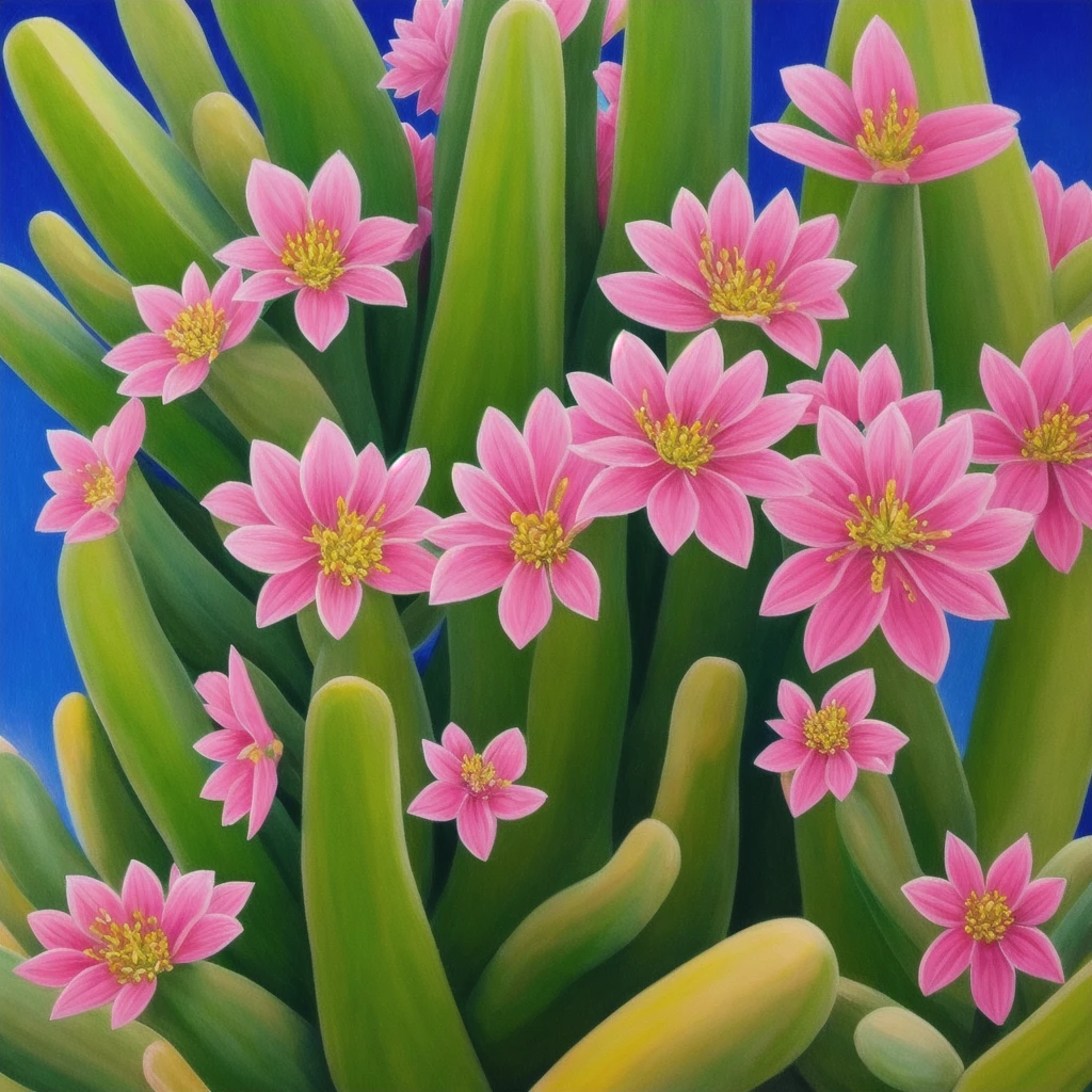 a painting of a cactus plant with pink flowers in the desert, cactus and flowers, beautiful detail and color, beautiful vibrant colors, ✏️🎨, beautiful!!!!!!!!!, 🌺 cgsociety, beautiful painting of a tall, beautiful colorful, beautiful and colorful, cactus, full of colors and rich detail, by Rodolfo Morales, beautiful hyperdetailed, beautiful detail