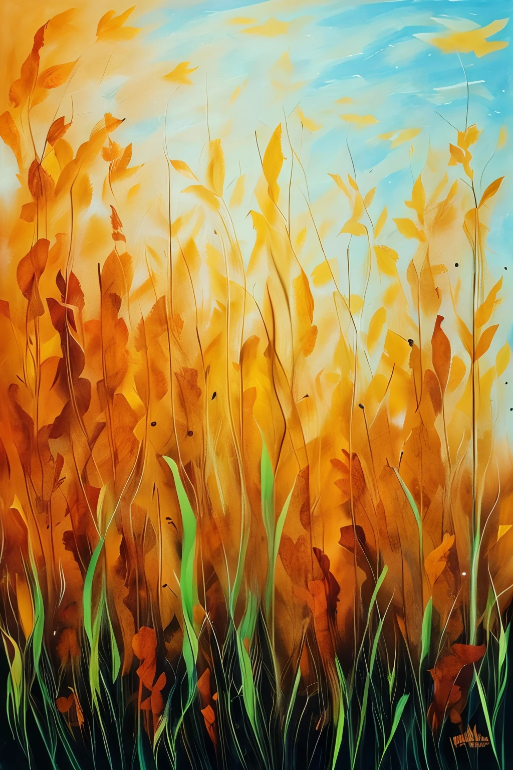 autumn grass for a painting