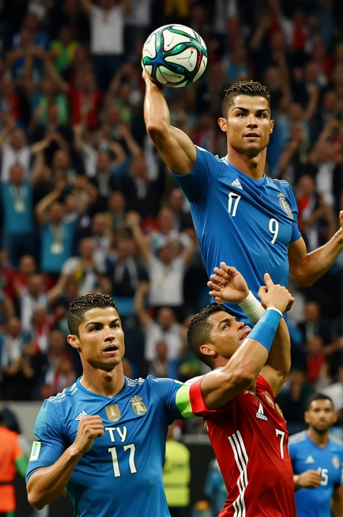 Cristiano Ronaldo lifting the world cup