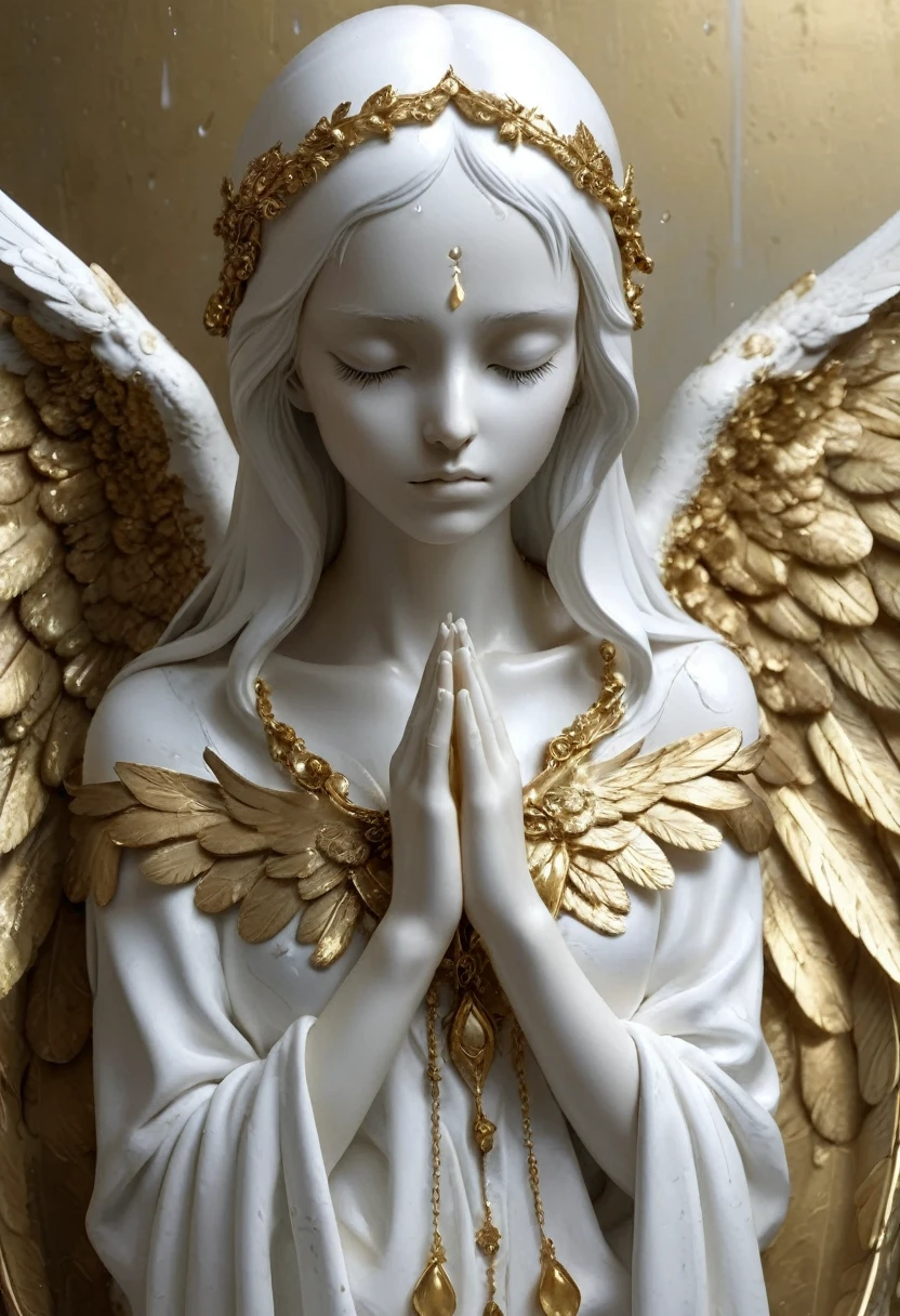 Angels shed tears，Gold and white，sacred，wing