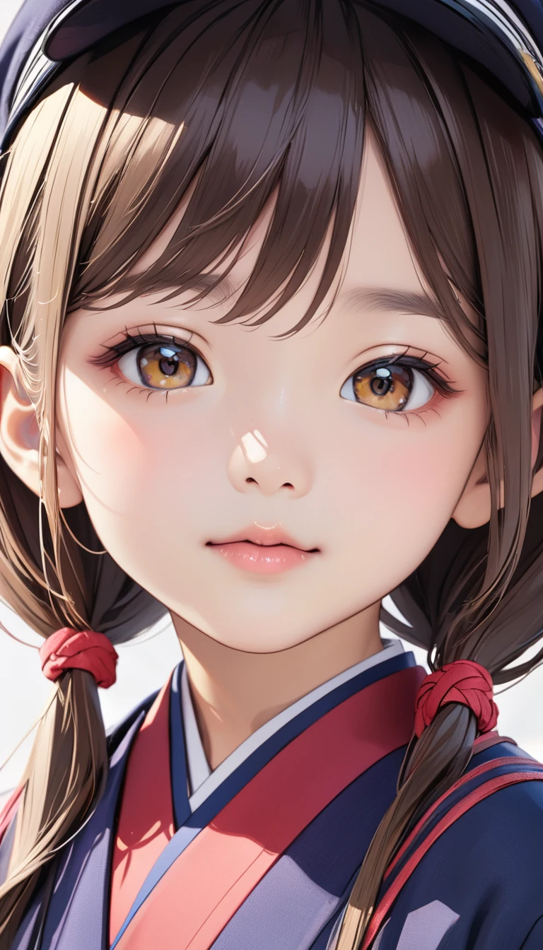 Close-up of 9 year old Japanese girl's ecstatic climax face'Eyes wearing silver-white mirrored lens sunglasses、I looked at the world reflected in the lenses of my sunglasses..(Side Pony,Colorful Hair),