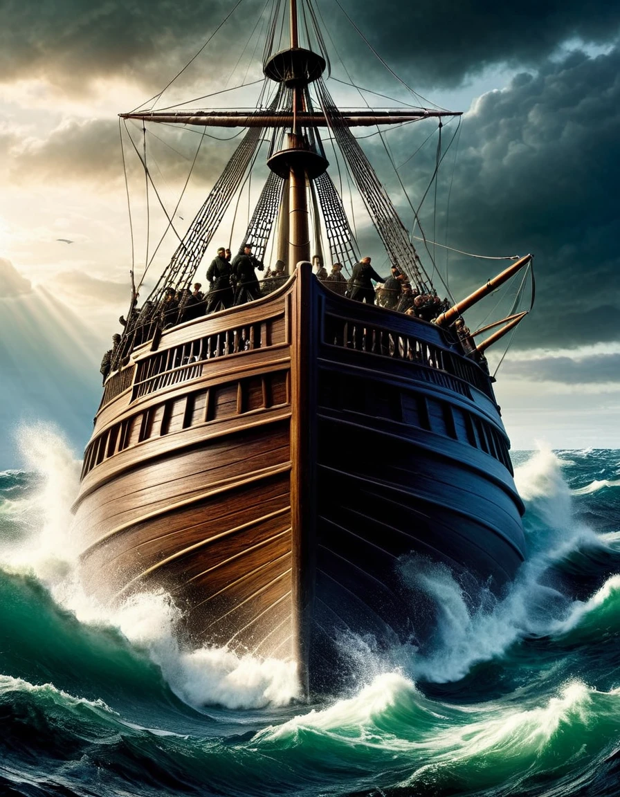 "To the last, I grapple with thee; from hell's heart, I stab at thee; for hate's sake, I spit my last breath at thee."
Image Prompt: Create a dramatic and intense image of Captain Ahab's final confrontation with Moby-Dick, emphasizing the theme of obsession and revenge.