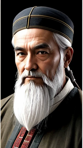 Oriental、Old man in plain white ancient Chinese costume、Ancient Chinese hairstyle old man、Highest quality、masterpiece、Ultra-high resolution、(Realistic:1.4)、Game Poster、Crisp and beautiful image quality、Gray Hair、white and long beard,,、Embroidered cloth wrapped around a topknot、