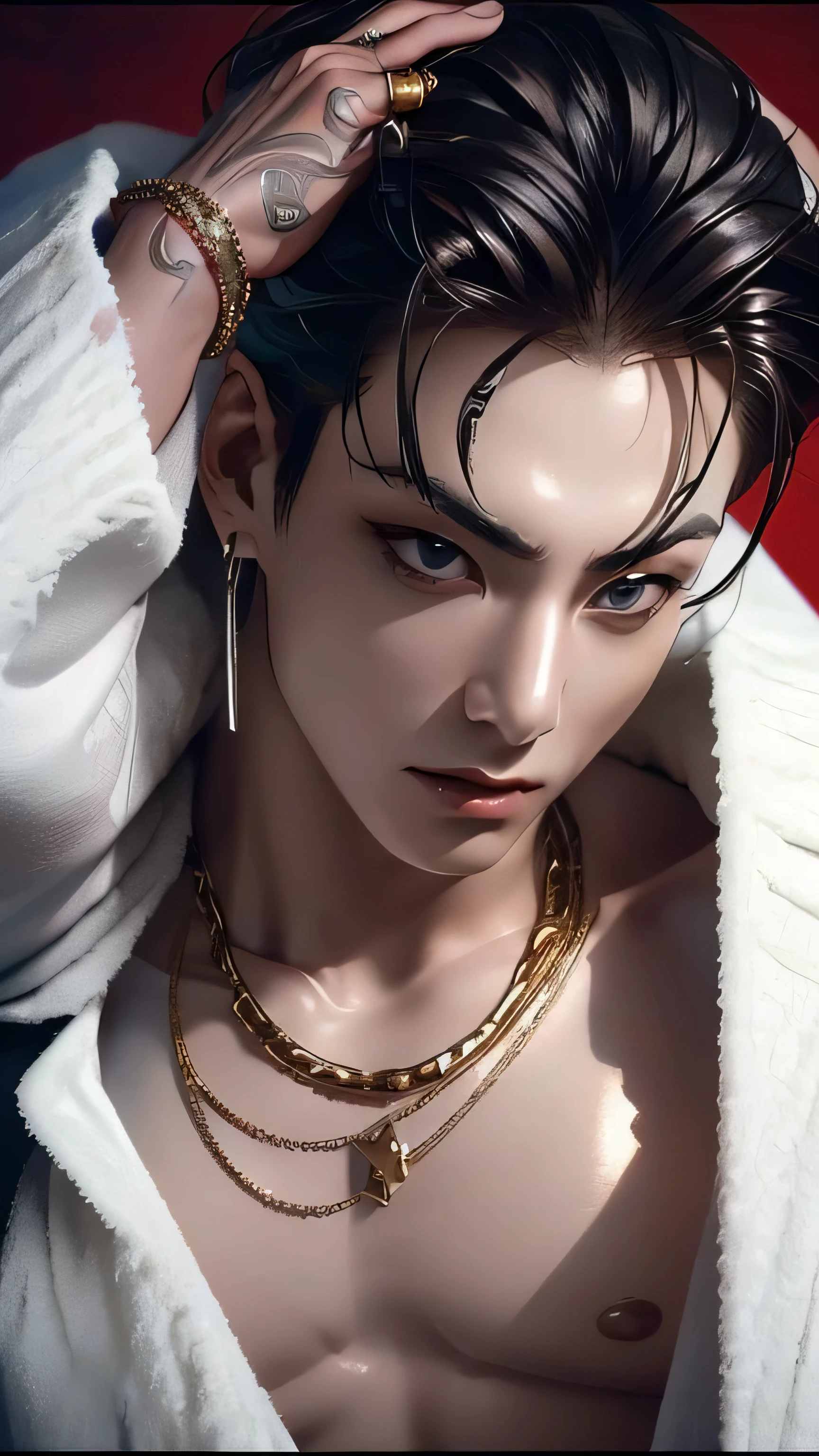 masterpiece, ((masterpiece)), Best quality, complex parts, expressive eyes, perfect face, detailed face, Highly detailed and fine figurine, ultra-realistic, detailed body, detailed pectoral muscles, ((Male focus)), detailed muscles, convex, не носить топы A handsome boy, 17 years old, athletic build, ideal body, aesthetically beautiful, erotically tempting, seducing, offering himself With a beautiful sexy tango panti With round perfect buttocks, muscular, sweaty after a workout, In a Venetian mask with peacock and bird of paradise feathers, In White, red and gold colors, diamond chips all over the body 