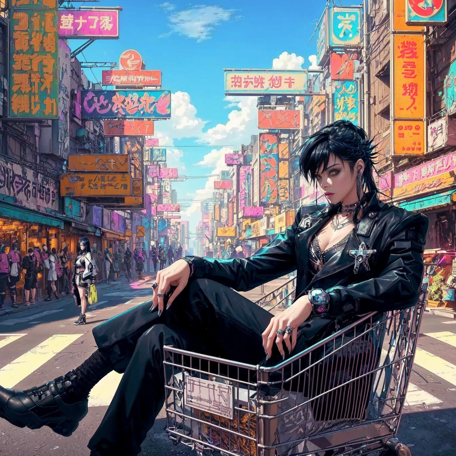 Lalisa,Woman in cyberpunk style , black hair, Cyberpunk art style, Cyberpunk vibes, Cyberpunk vibe, in Cyberpunk aesthetic, digital cyberpunk - anime art, Cyberpunk aesthetics, Cyberpunk aesthetic, Cyberpunk with neon lights, It has a cyberpunk style., cyberpunk vaporwave, Neon Cyberpunk, cyberpunk streetwear, Cyberpunk art style, Hyper-realistic cyberpunk style