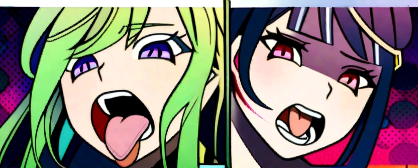 2 girls with open mouths and tongues out sex