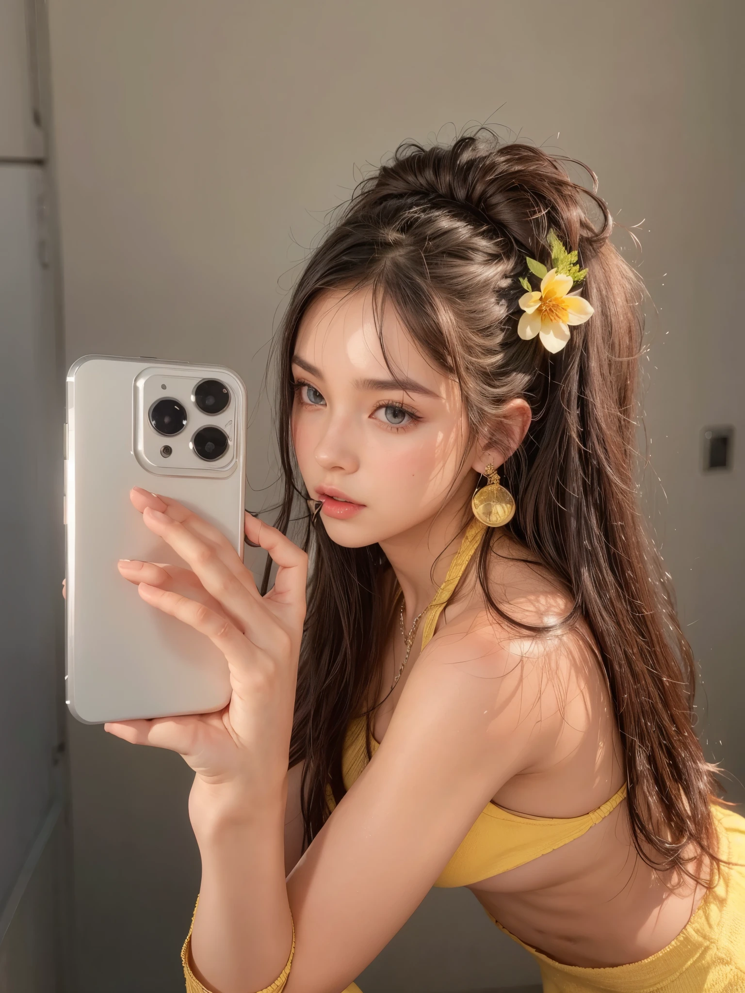 Perfect Woman, perfect mouth, perfect toes, perfect mouth, Flawless nose, perfect dark eyes, perfect and long straight black hair with bangs, big and beautiful breasts.