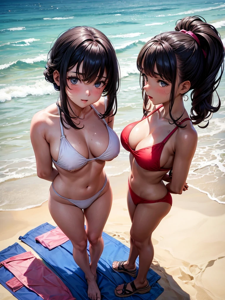 Two very hot teens on the beach in heat