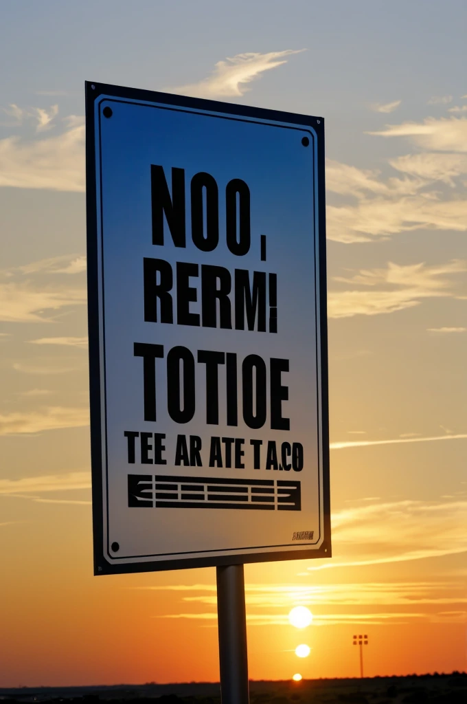 Create an image of a no return sign on a sunset race