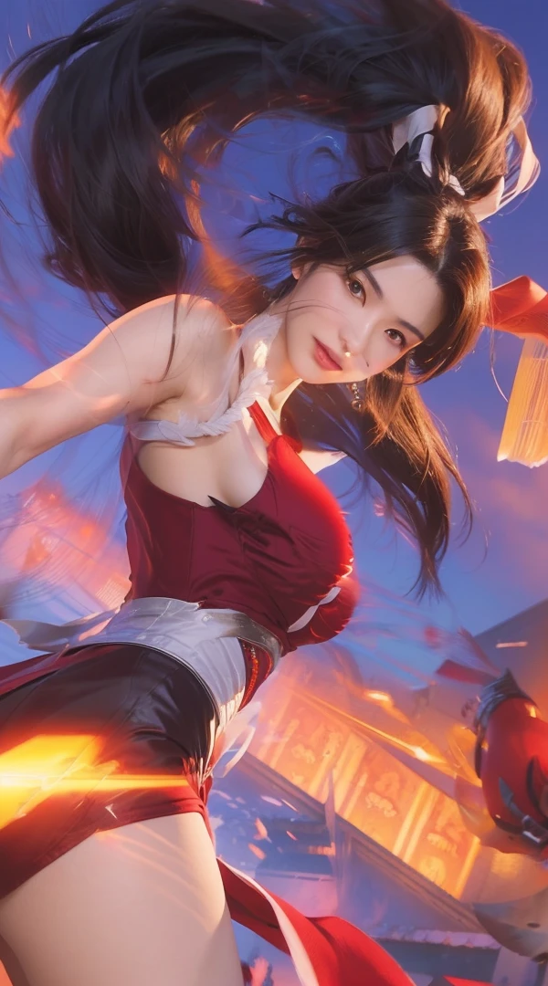 a woman in a red dress holding a sword and a bag, extremely detailed artgerm, portrait of tifa lockhart, mai shiranui, style artgerm, artgerm and ruan jia, artgerm detailed, inspired by Pu Hua, trending artgerm, artgerm lau, tifa lockhart portrait, artgerm style