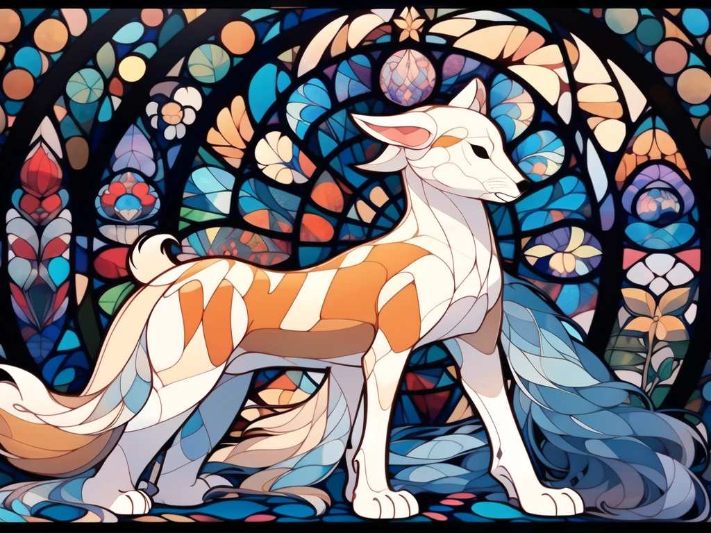 Gigant Nine-tailed white,(((animal))),\(boli\),full body,