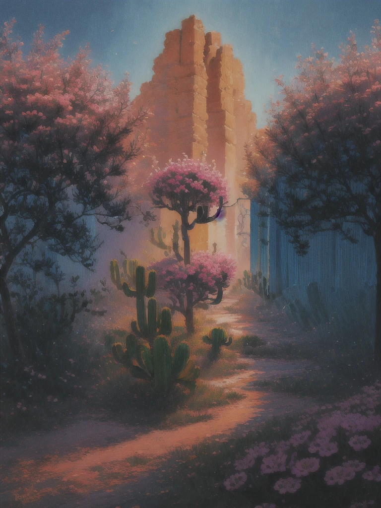 a painting of a cactus plant with pink flowers in the desert, cactus and flowers, beautiful detail and color, beautiful vibrant colors, ✏️🎨, beautiful!!!!!!!!!, 🌺 cgsociety, beautiful painting of a tall, beautiful colorful, beautiful and colorful, cactus, full of colors and rich detail, by Rodolfo Morales, beautiful hyperdetailed, beautiful detail