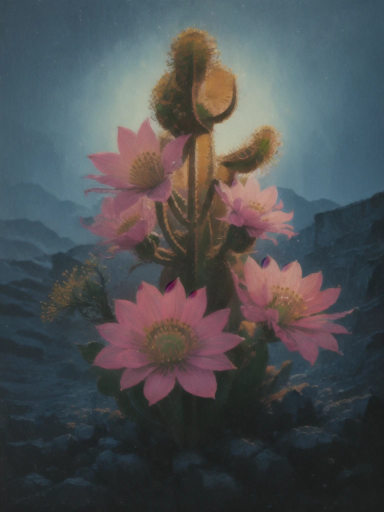 a painting of a cactus plant with pink flowers in the desert, cactus and flowers, beautiful detail and color, beautiful vibrant colors, ✏️🎨, beautiful!!!!!!!!!, 🌺 cgsociety, beautiful painting of a tall, beautiful colorful, beautiful and colorful, cactus, full of colors and rich detail, by Rodolfo Morales, beautiful hyperdetailed, beautiful detail