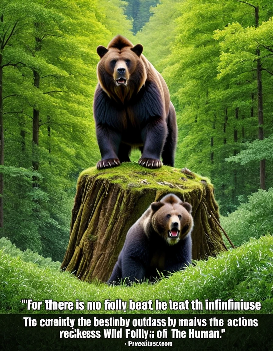 "For there is no folly of the beast of the earth which is not infinitely outdone by the madness of men."
Image Prompt: Create an image that contrasts the behavior of wild animals with the irrational and destructive actions of humans, illustrating the folly and recklessness of mankind.