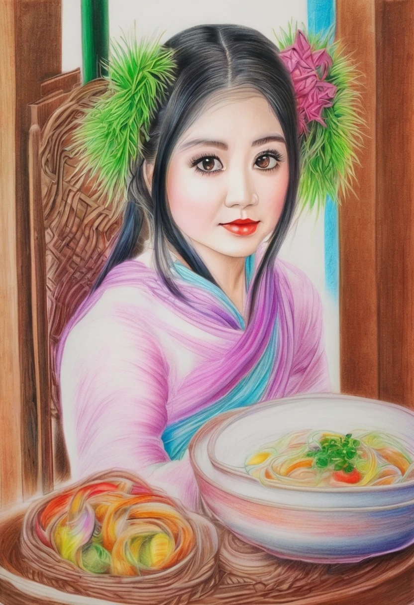 (color pencil drawing:2.5)（Beautiful background）Somen noodles