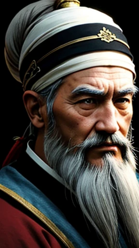 Oriental、Old man in plain white ancient Chinese costume、Ancient Chinese hairstyle old man、Highest quality、masterpiece、Ultra-high resolution、(Realistic:1.4)、Game Poster、Crisp and beautiful image quality、Gray Hair、white and long beard,,、Embroidered cloth wrapped around a topknot、