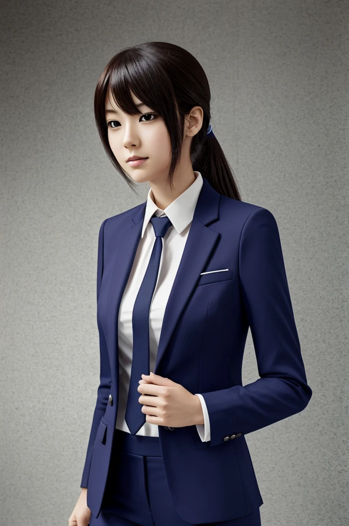 
Anime - style image of a woman wearing a suit and tie