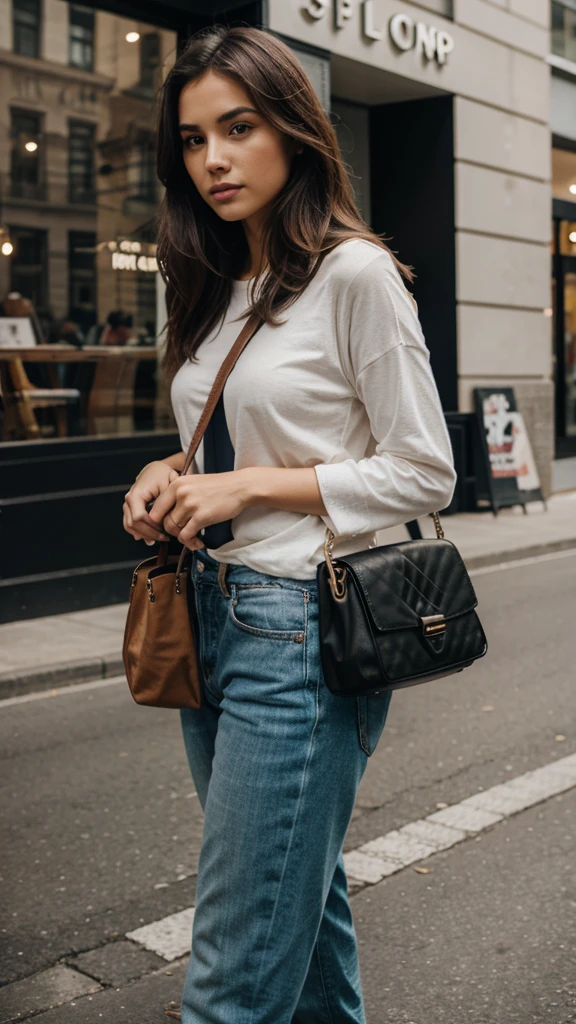 Female model with bag