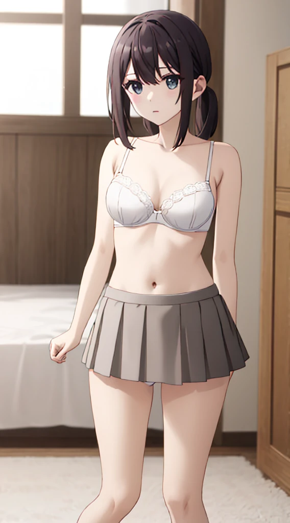 White panties、White bra、Without skirt、Beauty、high resolution、