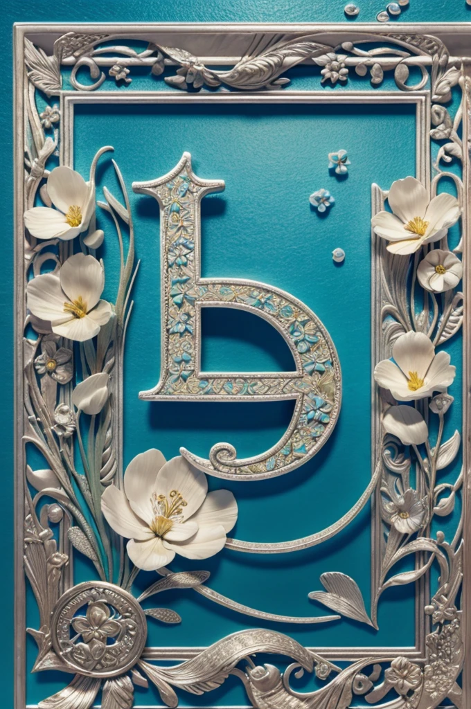 a close up of a letter with a sea theme and flowers, 8k high quality detailed art, detailed digital 3d art, 3d digital art 4k, 4k highly detailed digital art, letter a, the letter a, digital art highly detailed, 3d digital art, 3 d digital art, 4k detailed digital art, detailed letters, 3d magical details