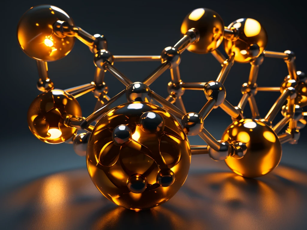 a highly detailed 3d model of a molecule, molecular structure, organic chemistry, scientific, laboratory, complex molecular bonds, atomic structure, chemical formula, realistic rendering, ultra-detailed, photorealistic, 4k, 8k, hyperrealistic, cinematic lighting, studio lighting, dynamic angles, professional, intricate details