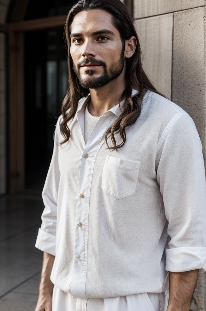 generate a similar image of Jesus, realistic imper, with white clothes