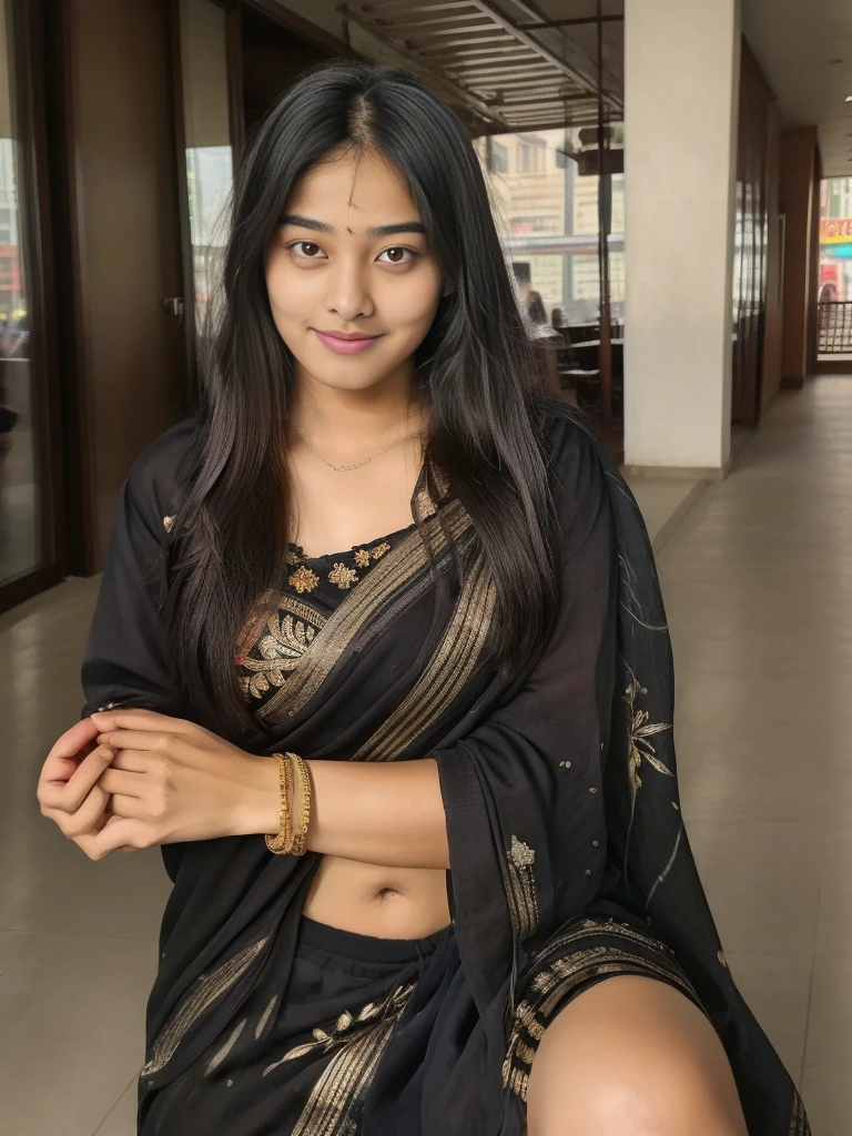lovely cute young attractive indian teenage girl, big city girl, 18 years old, cute, an Instagram model, long black_hair, colorful hair, hot, dacing, wear  South Indian outfit ,Indian