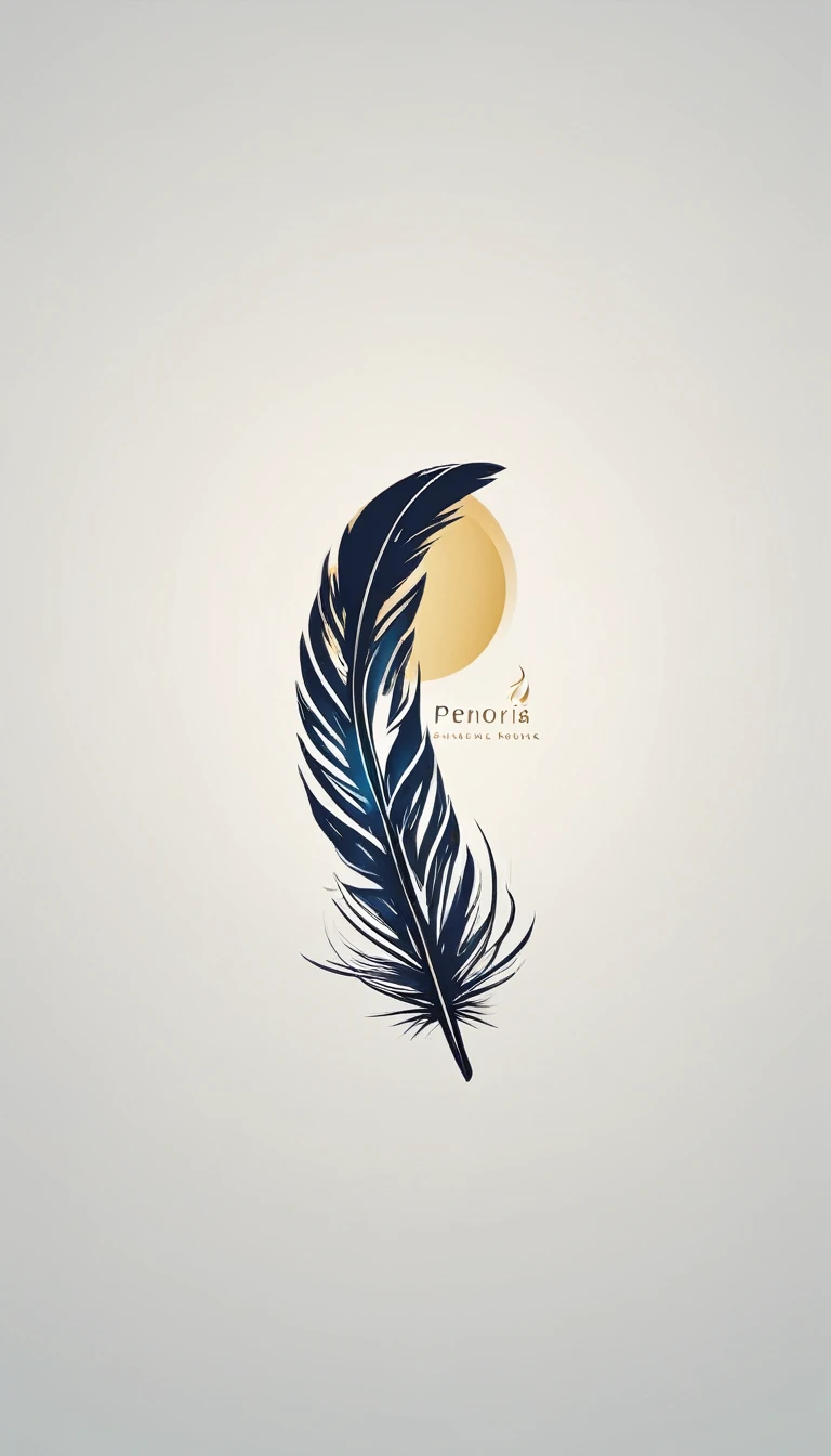 Create a minimal, modern, simple, inspirational, memorable, dream like logo design of a boy and a feather for the brand “Penamemoria".