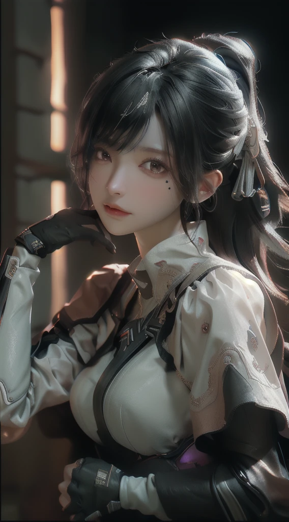 ((Best quality)), ((masterpiece)), (detailed:1.4), 3D, an image of a beautiful cyberpunk female,HDR (High Dynamic Range),Ray Tracing,NVIDIA RTX,Super-Resolution,Unreal 5,Subsurface scattering,PBR Texturing,Post-processing,Anisotropic Filtering,Depth-of-field,Maximum clarity and sharpness,Multi-layered textures,Albedo and Specular maps,Surface shading,Accurate simulation of light-material interaction,Perfect proportions,Octane Render,Two-tone lighting,Wide aperture,Low ISO,White balance,Rule of thirds,8K RAW,