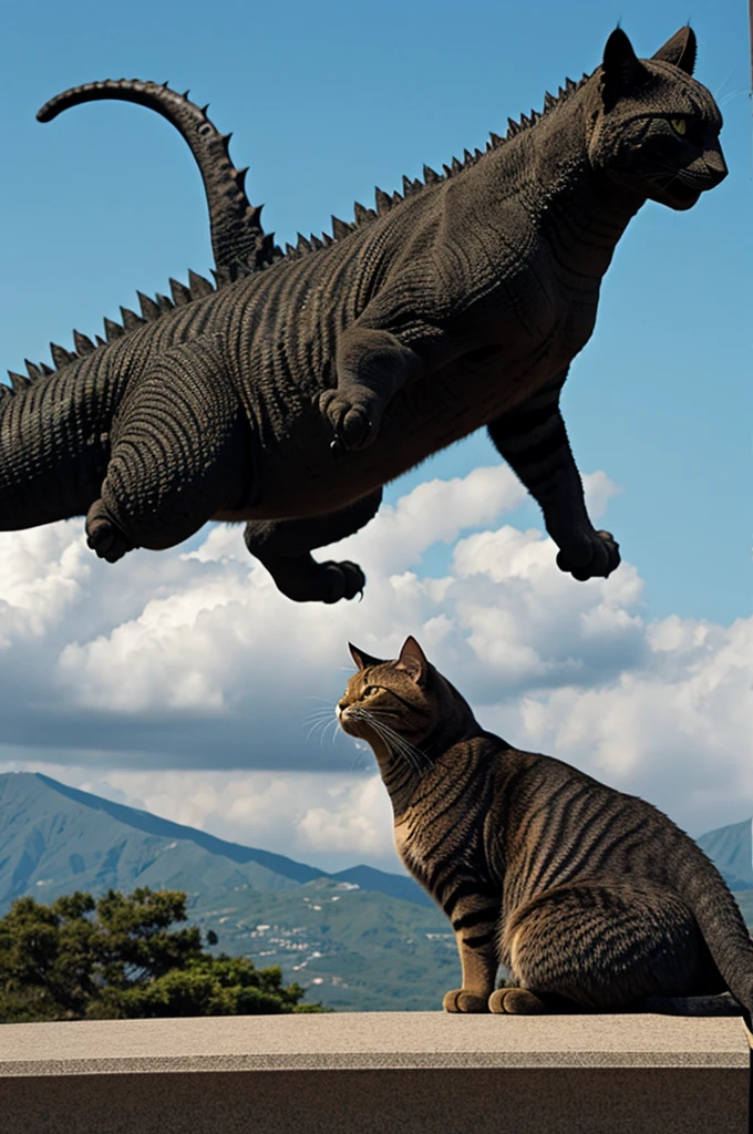 Cat kills Godzilla