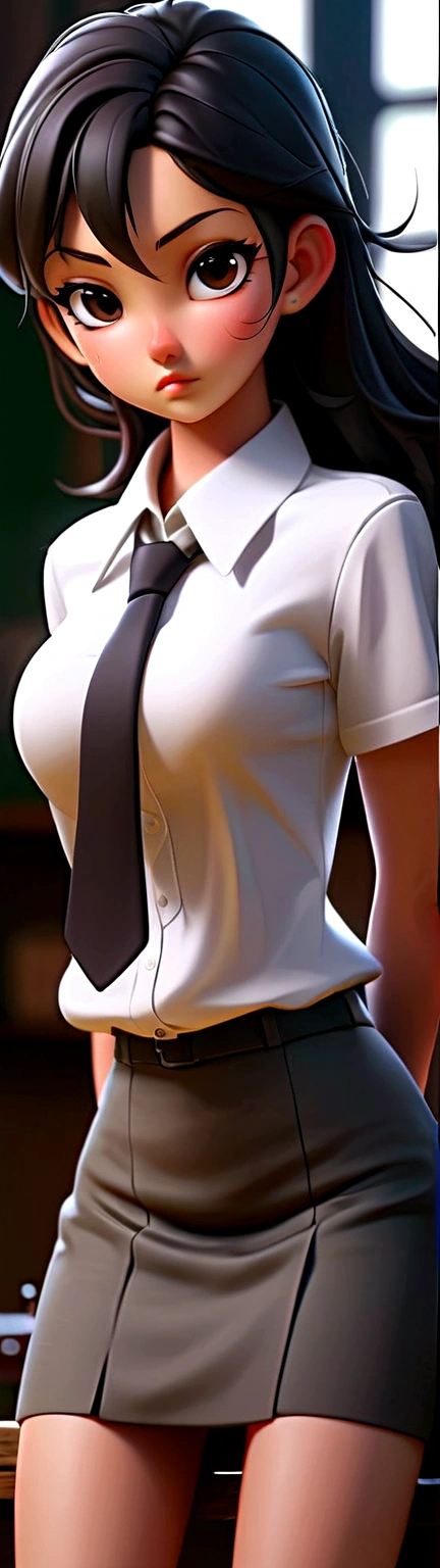 Nipples visible from white shirt, wet shirt, no panties, full body figure, black hair long straight, high school student, uniform, sexy, bra, Japan person, 17 years old,