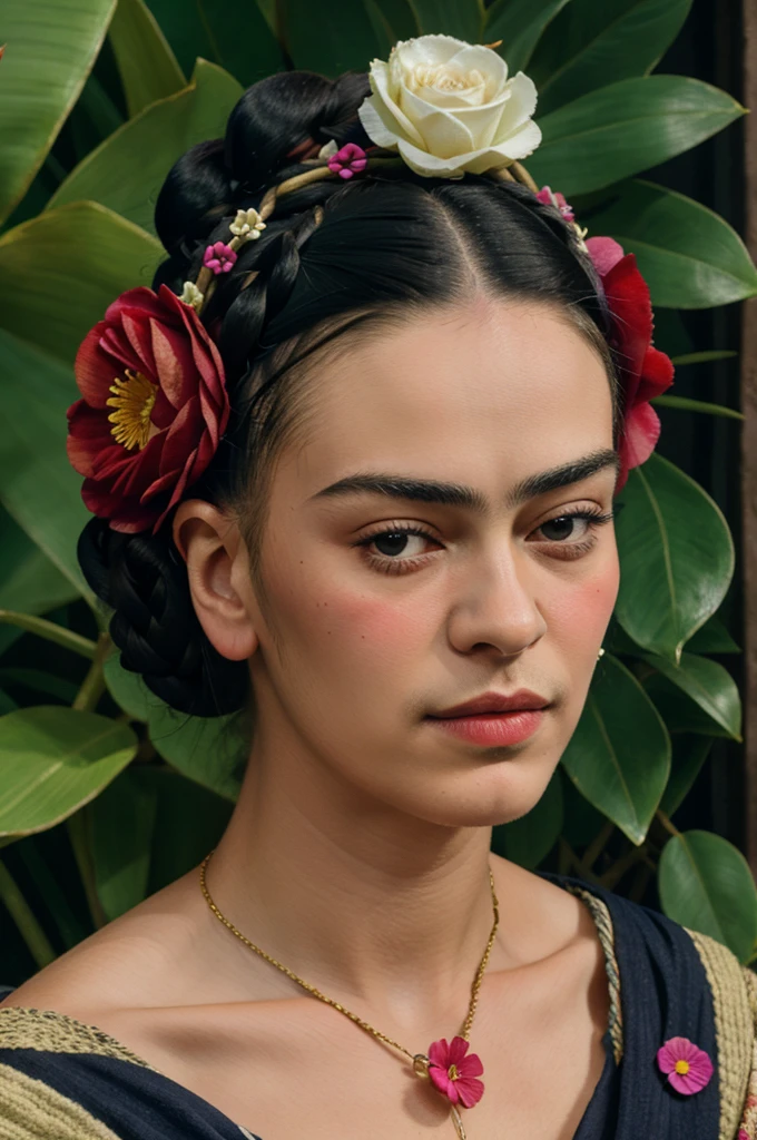 Frida Kahlo graphic image with flower on head