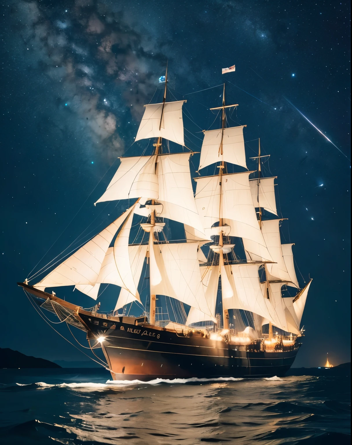 8ｋ,Sailing ship in space,Beautiful Milky Way,Cute Woman,１７age