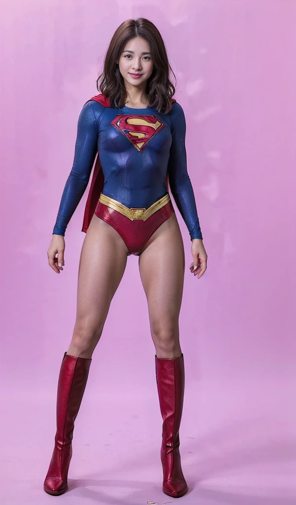 No background、(((Sweating profusely))).(((Beautiful legs in black tights.)))、(((Legally express the beauty of your smile)))、((((Make the most of your original images)))、(((体にぴったりフィットするSupergirl Costume)))、(((Supergirl Costume)))、(((short and beautiful hair)))、(((suffering)))、(((Please wear black tights....、Wear red boots)))、((Best image quality、8K))、((Highest quality、8K、masterpiece:1.3))、(((Preserve background )))、Sharp focus:1.2、Beautiful woman with perfect figure:1.4、Slim Abs:1.2、Wet body:1.5、Highly detailed face and skin texture、8K