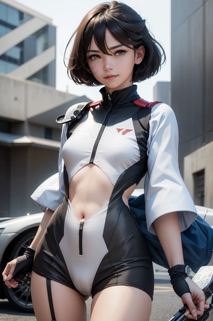 (RAW photo:1.2), (realistic:1.4),(masterpiece:1.3),(highest quality:1.4),ultra high resolution,(fine eyes),(detailed facial features),(Detailed clothing characteristics),HDR,8K resolution, focus only, bangs, Perfect for your skin, (shiny skin),(slender girl),dream-like,
(extreme detailed diagram),check comments,comment request,scenery,no text,
15 year old girl, smile, small breasts, bob hair, short hair, black hair, brown eyes,
1 girl, Upper body,
White diving suit, All white happy,smile,