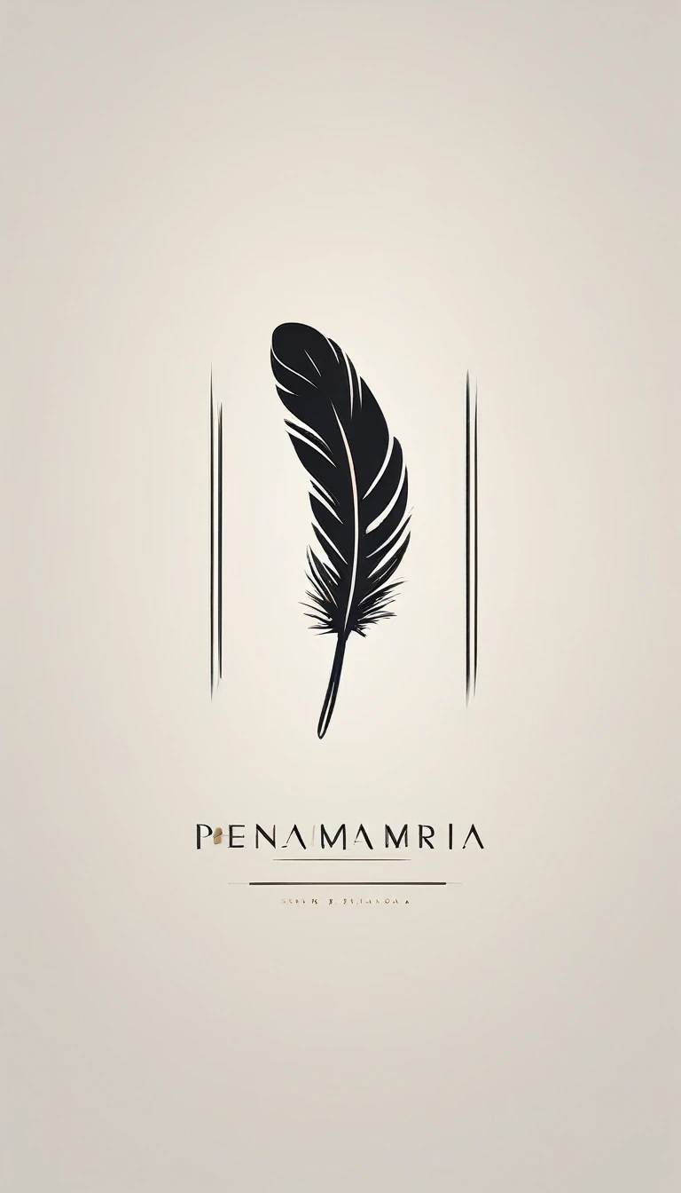 A minimal, modern, simple, cinematic logo design for the brand “Penamemoria". Create a modern, minimalistic, high-quality, logo of a boy feather
