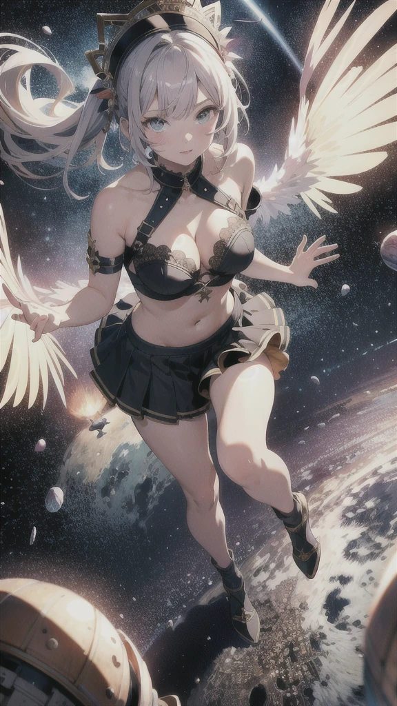 absurd resolution, high resolution, (Masterpiece:1.4), ultra detailed, 1 girl, From above, space, floating