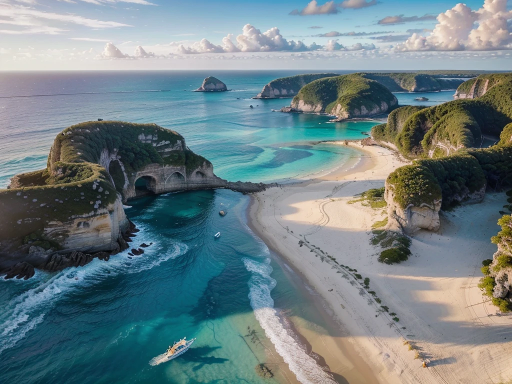 A beautiful tropical beach with swaying palm trees, crystal clear turquoise waters, soft white sand, a vibrant sunset sky with warm hues, picturesque coastal landscape, (best quality,4k,8k,highres,masterpiece:1.2),ultra-detailed,(realistic,photorealistic,photo-realistic:1.37),intricate details, stunning natural scenery, breathtaking vista, dynamic composition, lush foliage, serene atmosphere, idyllic paradise, vibrant colors, natural lighting, picturesque seascape