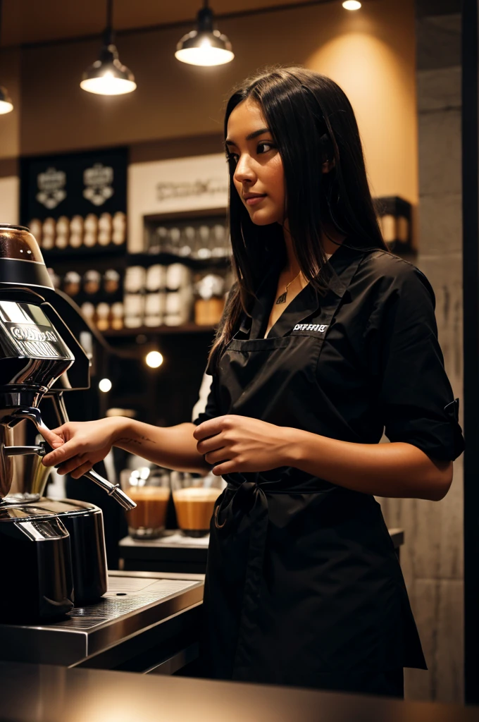 Dark theme interior of a barista