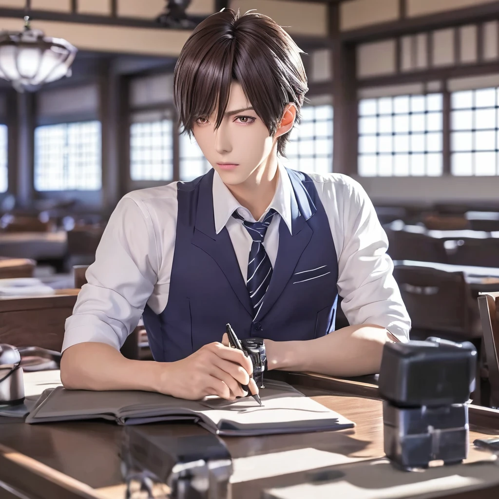 Japanese　male　Medium build　40s　anime　Handsome　Working alone　Racecourse　175cm