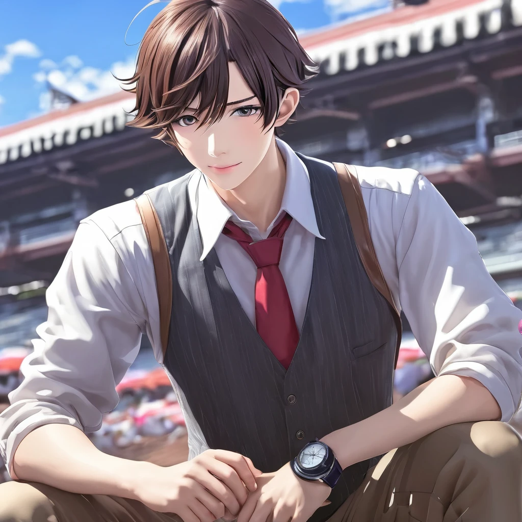 Japanese male Medium build 40s anime Handsome Working alone Racecourse 175cm