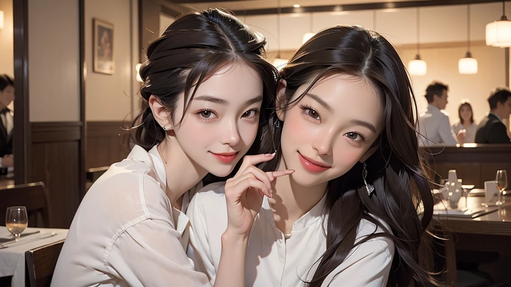 (hair, Ultra-high resolution, Highest quality, masterpiece: 1.2), (Realistic, photoRealistic: 1.37), Very detailed, 1 pretty woman, (slimな顔), (The body is slim), (Brown Hair), (Shortcuts), cheeks turn a little red, (44 years old), 38 years old, alone, 窓の外の美しい詳細な都市のnight景, restaurant, wine glassが座る, nightに, NovaFrogStyle in a prominent place, actress, model, Upper Body, White wine, slim, wine glass, Super Clean night View, wine glass Put in the Middle, Happy smile, (smile: 1.15), Beautiful Eyes, Upper Body, Destroy Japan, night, short, short, actress, model, Upper Body, White wine, slim, wine glass, Super Clean night View, wine glass Put in the Middle, Happy smile,