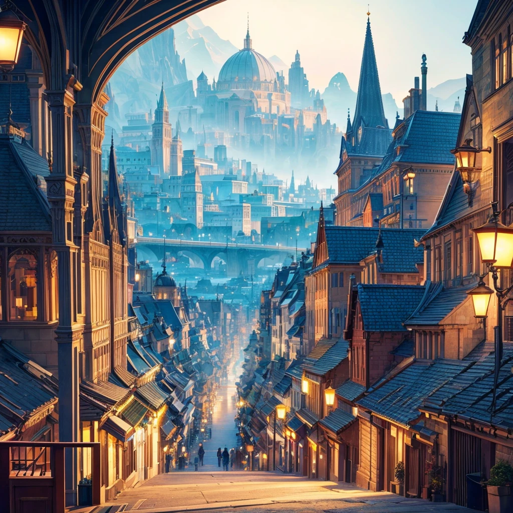 Generate an image of the most beautiful cityscape that you can, make it look very beautiful, make it more detailed and beautiful, add the best lighting that you can, make it very beautiful and well lit