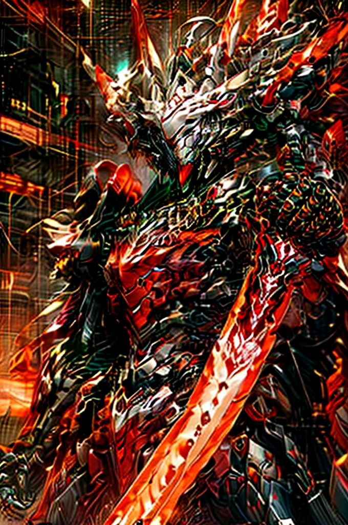 whole body, holding a knife, White, Red eyes