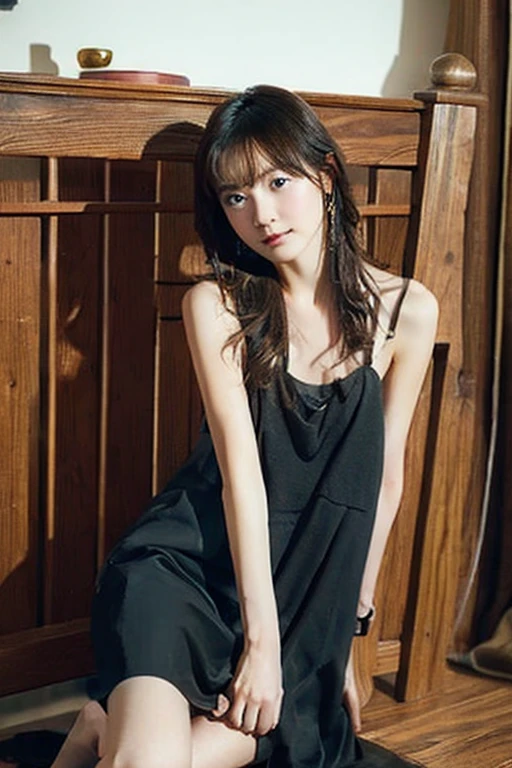 Highest quality、masterpiece、High sensitivity、High resolution、Detailed Description、Slender women、Slim Body、Sit astride a chair、Thin thighs