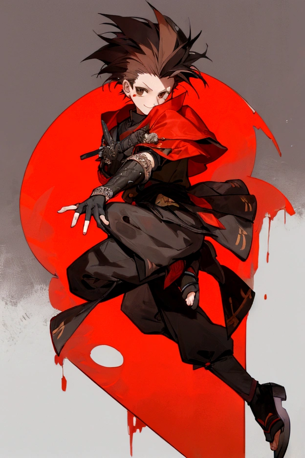 1boy 1617354armor 218294black gloves 369015blood 127218blood on face 28679brown eyes 945710brown hair 168full body 3601capelet 100234facepaint 12899gloves 1321570green capelet 1739ha0810 28japanese armor 13778male focus 674282ninja 20581portrait 72008red background 53617shaded face 44324short hair 2318014simple background 1799521smile 2878431solo 5161583spiked hair 66393