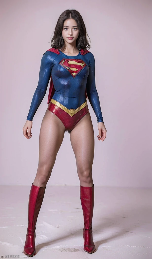 No background、(((Sweating profusely))).(((Beautiful legs in black tights.)))、(((Legally express the beauty of your smile)))、((((Make the most of your original images)))、(((体にぴったりフィットするSupergirl Costume)))、(((Supergirl Costume)))、(((short and beautiful hair)))、(((suffering)))、(((Please wear black tights....、Wear red boots)))、((Best image quality、8K))、((Highest quality、8K、masterpiece:1.3))、(((Preserve background )))、Sharp focus:1.2、Beautiful woman with perfect figure:1.4、Slim Abs:1.2、Wet body:1.5、Highly detailed face and skin texture、8K