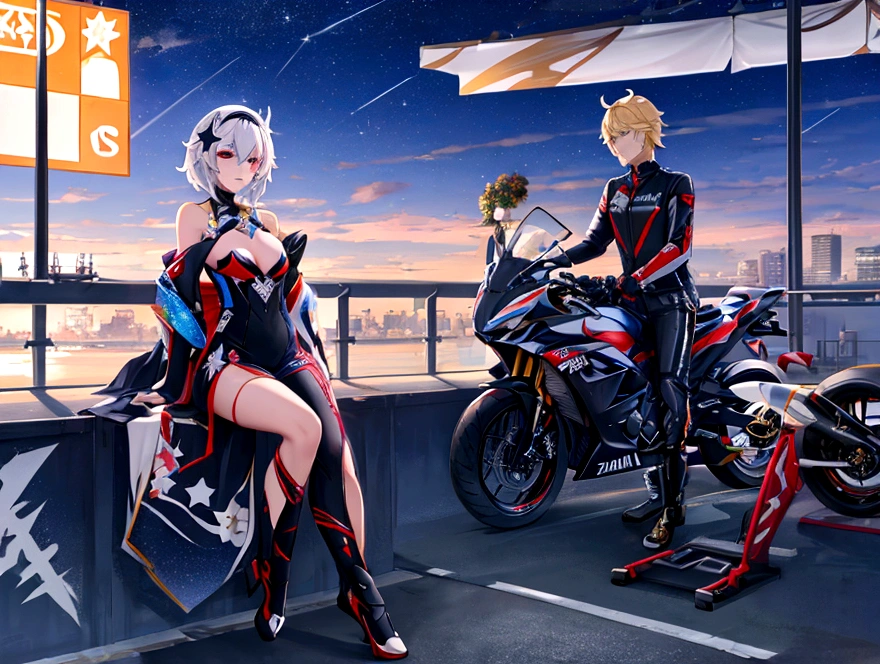 Honkai star rail, hsr, sparkle, sparkle from hsr, riding sportbike, sportbike, yamaha